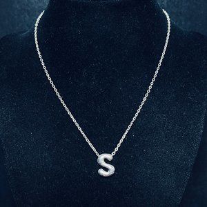 Vintage Silver Tone Cable Chain Necklace With Initial S Pendant